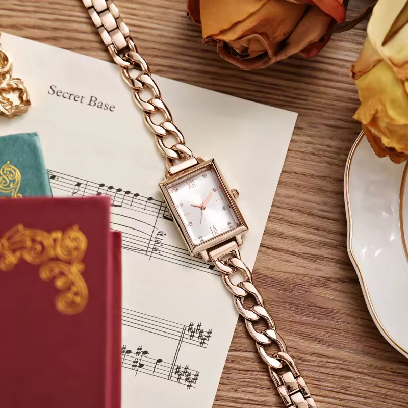 Oem High Quality Japanese Quartz Movement Watch Fashion Light Luxury Rectangular Waterproof Lady Quartz Watch