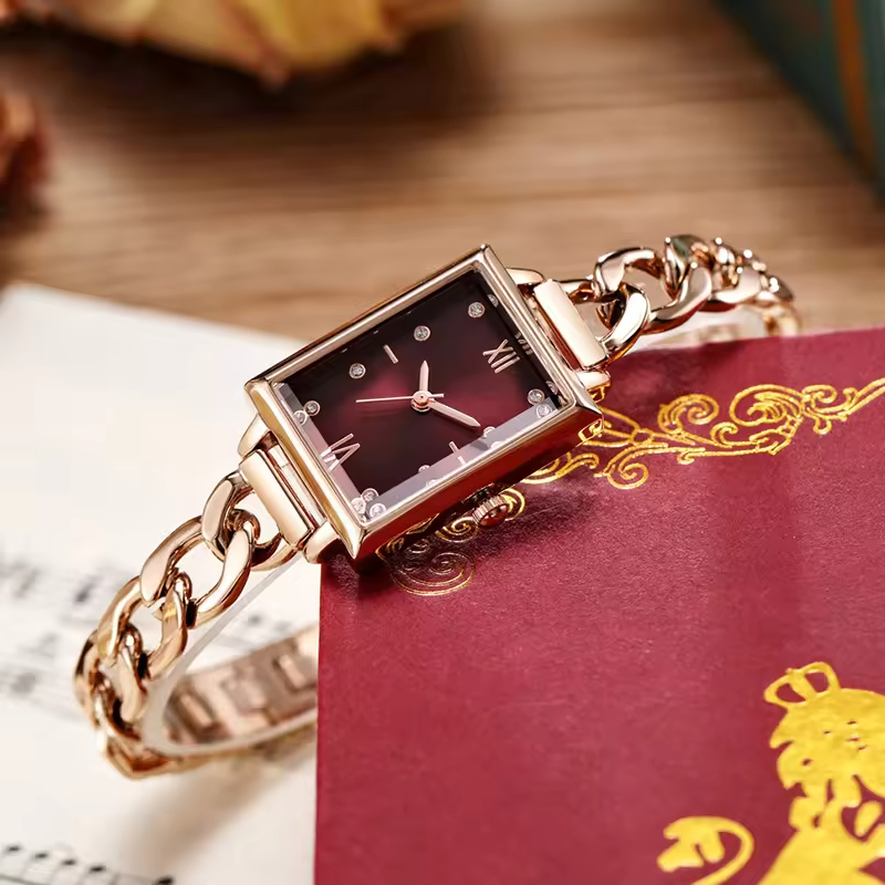Oem High Quality Japanese Quartz Movement Watch Fashion Light Luxury Rectangular Waterproof Lady Quartz Watch
